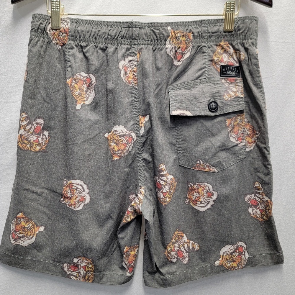 Nitrous‎ Black Shorts Men Large Tiger Black Board Surf Ocean Lake Shorts Casual - Picture 5 of 8